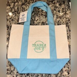 Trader Joe's Mini Pastel Canvas Tote Bag - Blue